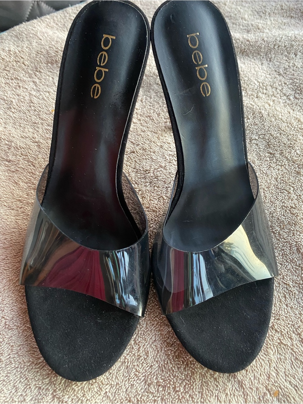 Bebe Sandraa Rhinestone Pump Heels Smoke Black US 10 excellent condition